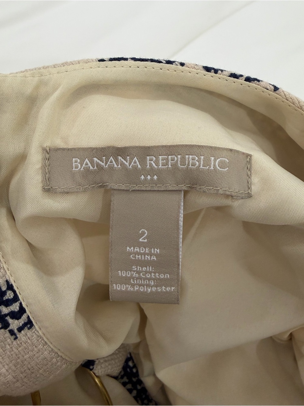 Banana Republic Classic Cottagecore Sleeveless Cream & Navy Striped Shift Dress - Picture 6 of 6